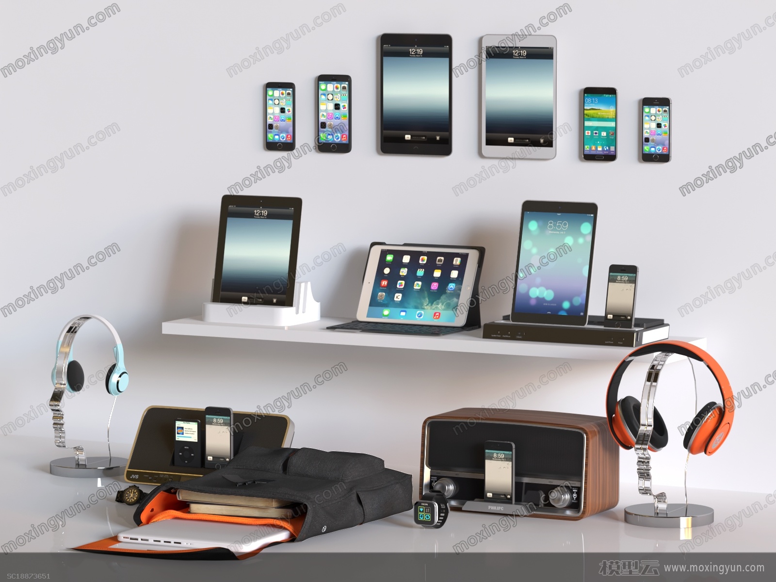 現(xiàn)代蘋果手機平板數碼產品組合3D模型下載指南